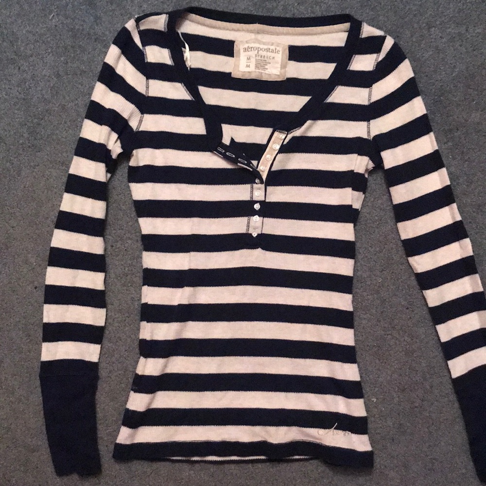 Blue striped long sleeve t-shirt